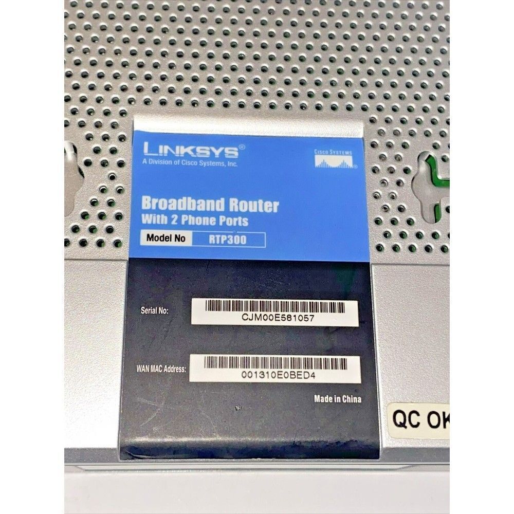 Linksys Broadband Router with 2 Phone Ports RTP300 Router 4-Port Switch Voip - Picture 6 of 6